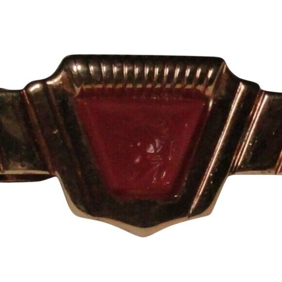 Vintage Speidel Gold Tone Tie Clip Carnelian Stone Intaglio Design Roman Warrior - Picture 4 of 8